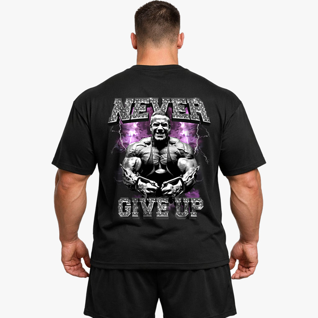 Never give up Oversized (Backprint) Shirt